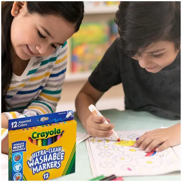 Alt view image 3 of 6 - Broad Line Markers (12 Count), Washable Markers for Kids, Assorted Colors, Arts & Crafts Supplies, For Coloring Books & Art Projects, Ages 3+