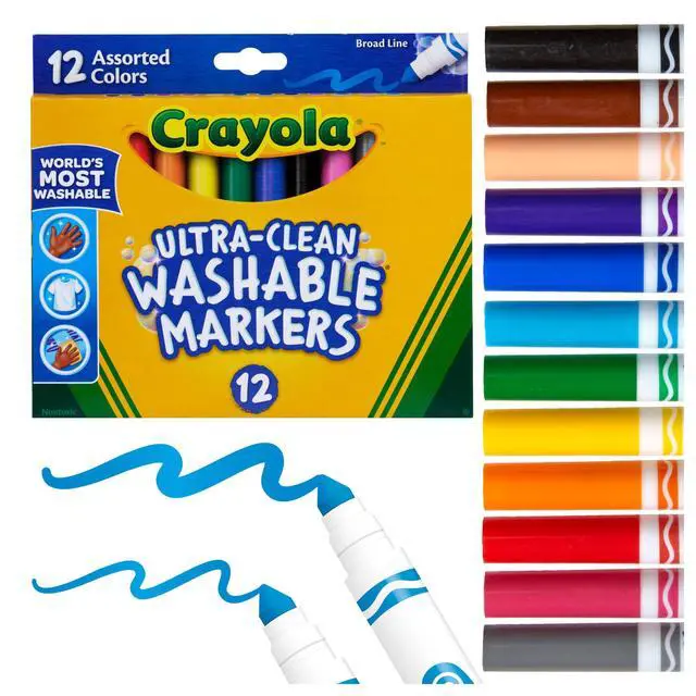 Alt view image 4 of 6 - Broad Line Markers (12 Count), Washable Markers for Kids, Assorted Colors, Arts & Crafts Supplies, For Coloring Books & Art Projects, Ages 3+
