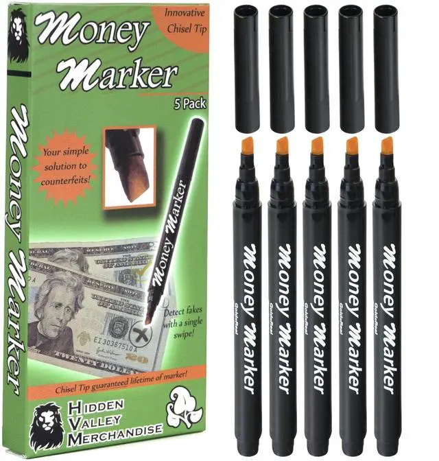 Main image of Counterfeit Money Detector Pen (5 Counterfeit Pens) - Detect Fake Bills