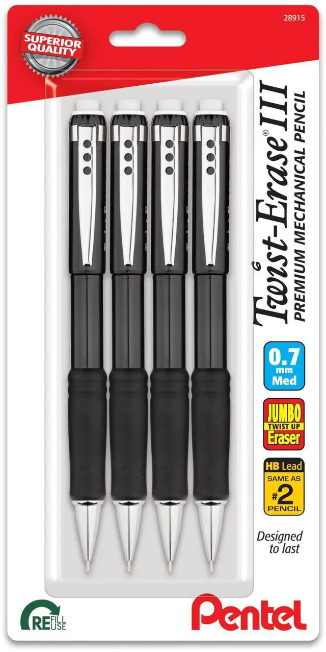 Main image of Twist-Erase III Mechanical Pencil, (0.9mm), Bold Line, Black Barrel, Pack of 4 (QE519BP4A)