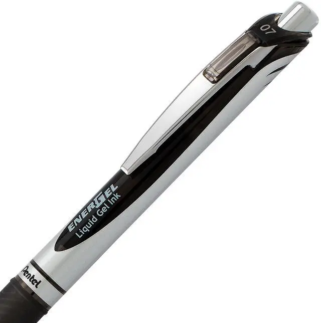 Alt view image 3 of 5 - EnerGel RTX Retractable Liquid Gel Pen, (0.7mm), Medium Line, Metal Tip, Black Ink, Pack of 2 (BL77BP2A)