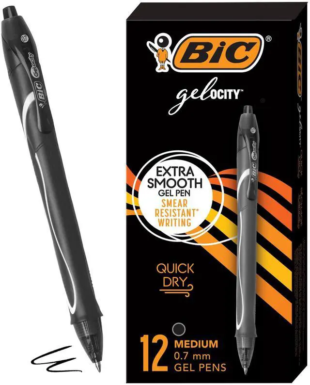 Main image of Gelocity Quick Dry Black Gel Pens, Medium Point, 0.7 mm, 12-Count