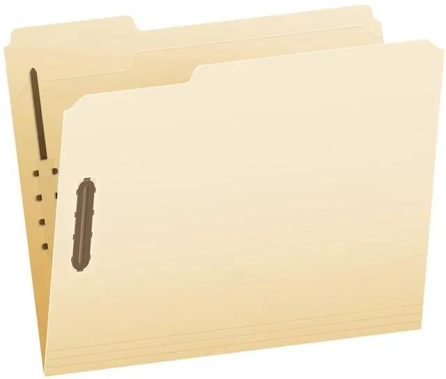 Main image of Fastener File Folders, 2 Fasteners, Pockets with Prongs, File Organizers for School, Home and Office, Letter Size, Manila, 1/3 Cut Tabs, in Left, Right, Center Positions, 50 Per Box (FM213)