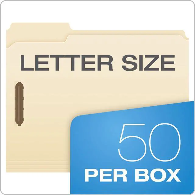 Alt view image 7 of 7 - Fastener File Folders, 2 Fasteners, Pockets with Prongs, File Organizers for School, Home and Office, Letter Size, Manila, 1/3 Cut Tabs, in Left, Right, Center Positions, 50 Per Box (FM213)