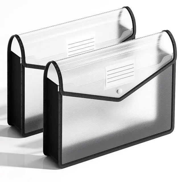 Main image of 2 Pack Plastic Expanding File Folder, Fit Letter/A4 Size, Black
