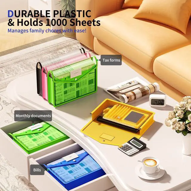 Alt view image 6 of 7 - Plastic Expanding File Folder, Transparent Envelopes with Snap Closure