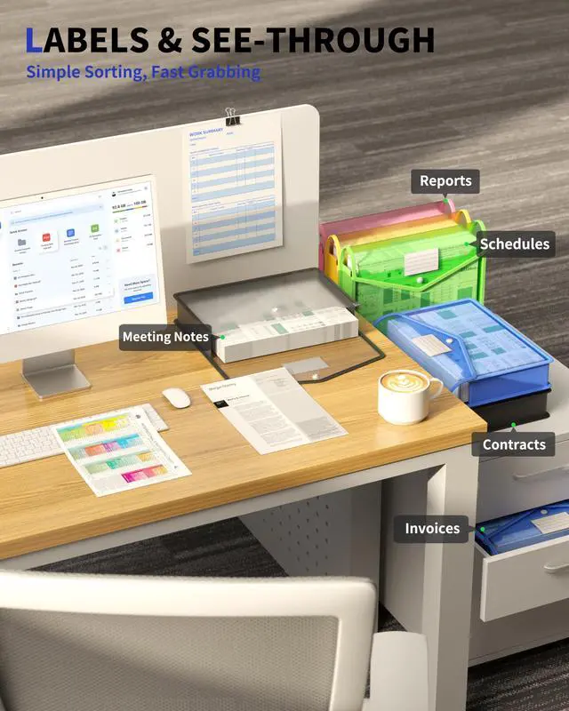 Alt view image 7 of 7 - Plastic Expanding File Folder, Transparent Envelopes with Snap Closure