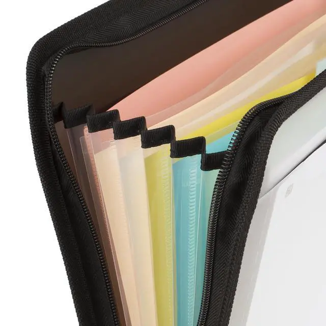 Alt view image 5 of 7 - Expanding File Organizer + Study App, 7-Pocket Accordian File Organizer, Zipper Closure, Holds 8-1/2" x 11" Paper, Black (72709)