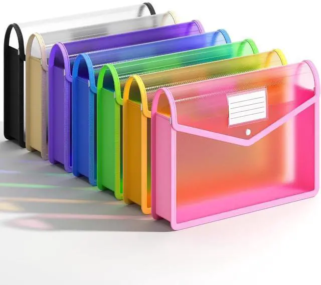Main image of Plastic Expanding File Folder, Transparent Envelopes with Snap Closure