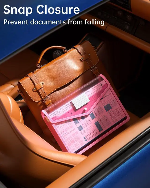 Alt view image 3 of 7 - Plastic Expanding File Folder, Transparent Envelopes with Snap Closure
