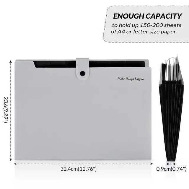 Alt view image 5 of 7 - Accordion File Organizer, 8 Pockets Expanding File Folders, Portable Document Paper Organizer, Home College School Office Supplies, Letter Size Gray