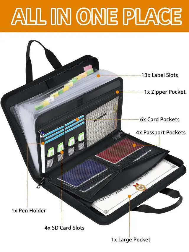 Alt view image 3 of 7 - Important Document Organizer Folio Accordion File Organizer