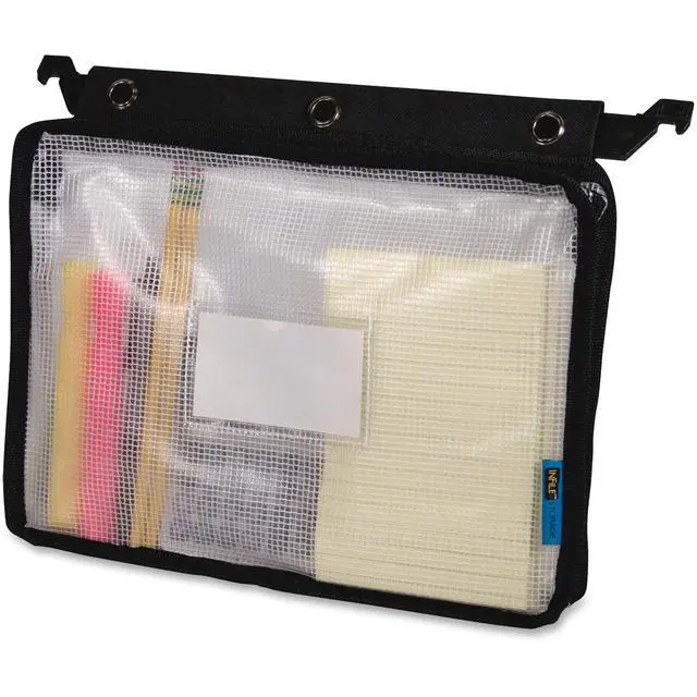 Alt view image 3 of 4 - Expanding Zipper Pouch, 13 x 9.25, Black/Clear (50904)