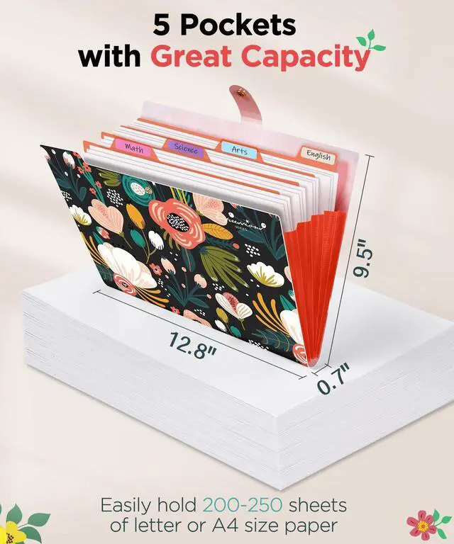 Alt view image 3 of 6 - Expanding File Folders Organizer, Folders with 5 Pockets, Folders