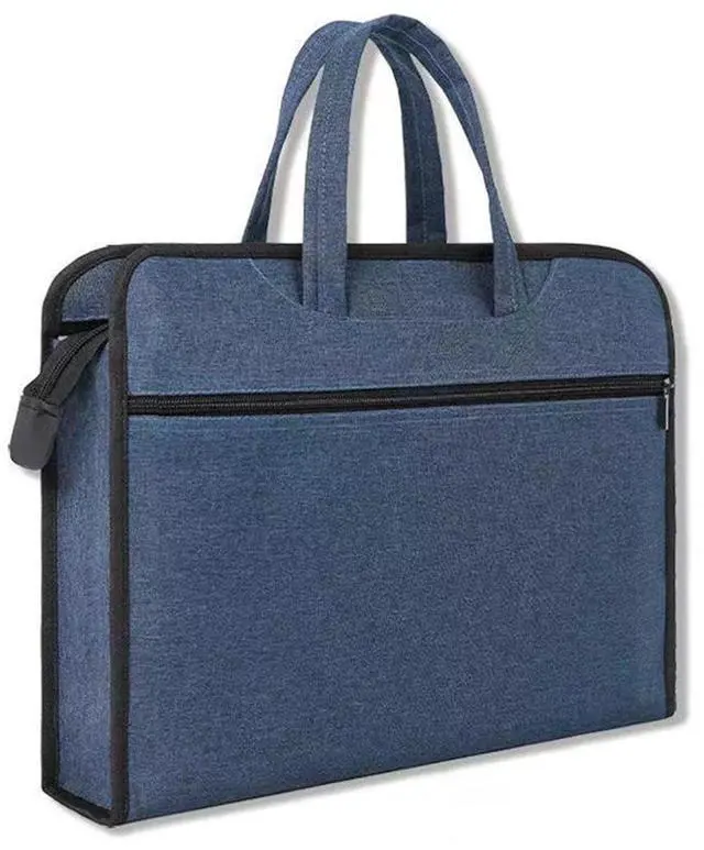 Main image of Zipper Document Pouch with Handle Waterproof Portable Zipper File Bags for Carrying Paper Files Books File Document Bag (Blue)
