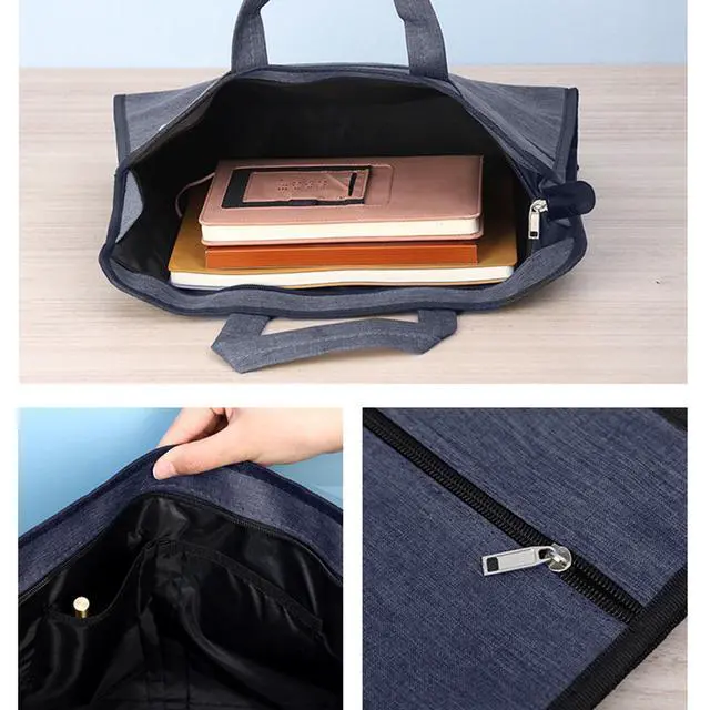 Alt view image 2 of 6 - Zipper Document Pouch with Handle Waterproof Portable Zipper File Bags for Carrying Paper Files Books File Document Bag (Blue)