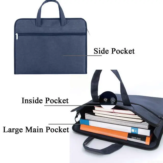 Alt view image 4 of 6 - Zipper Document Pouch with Handle Waterproof Portable Zipper File Bags for Carrying Paper Files Books File Document Bag (Blue)