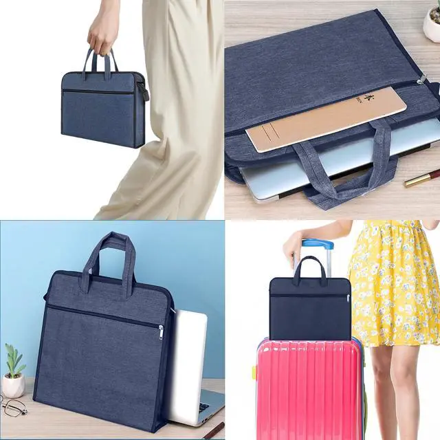 Alt view image 5 of 6 - Zipper Document Pouch with Handle Waterproof Portable Zipper File Bags for Carrying Paper Files Books File Document Bag (Blue)