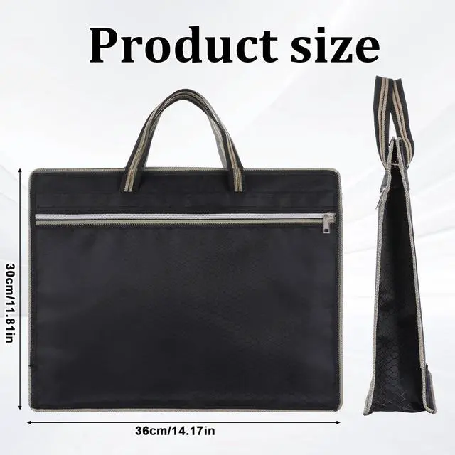 Alt view image 2 of 7 - File Tote Bag Pouch, Oxford Zippered Document Bag with Handle, Lightweight Waterproof Oxford Document Storage Bags for Carrying Paper Files Books Filing Folder