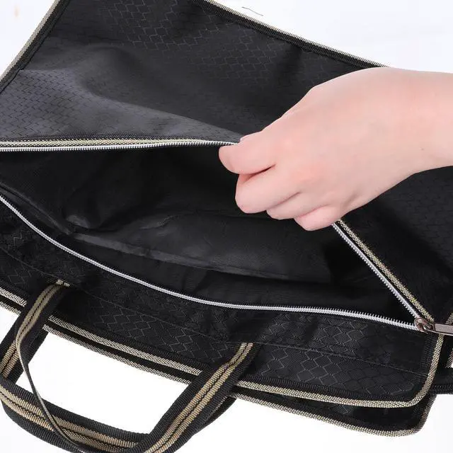 Alt view image 6 of 7 - File Tote Bag Pouch, Oxford Zippered Document Bag with Handle, Lightweight Waterproof Oxford Document Storage Bags for Carrying Paper Files Books Filing Folder