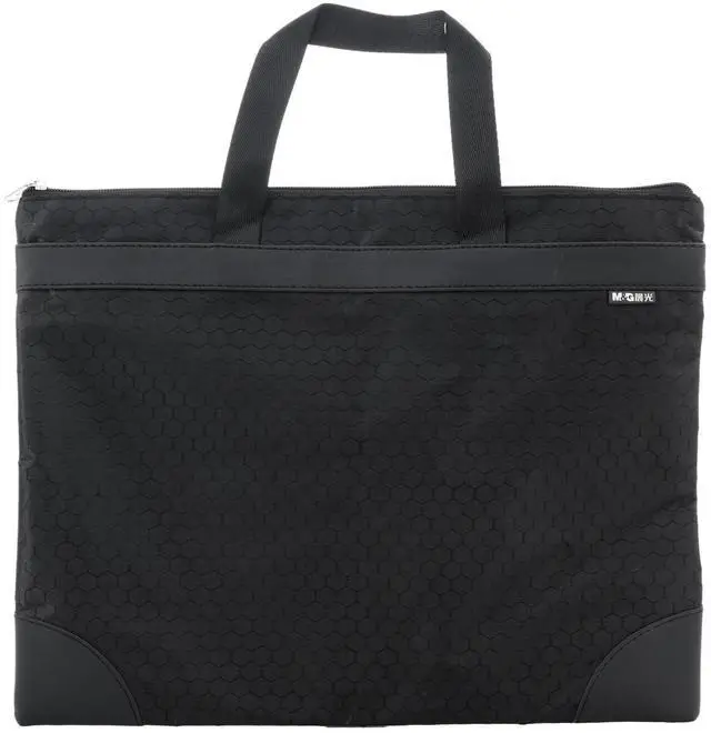 Main image of 12x15 in Large Zipper Pouch with Handle, A4 Foldable Lightweight Waterproof Oxford Document Storage Bag, File Organizer for Office Travel Books Papers Filing Folder 1 Pack (Black)