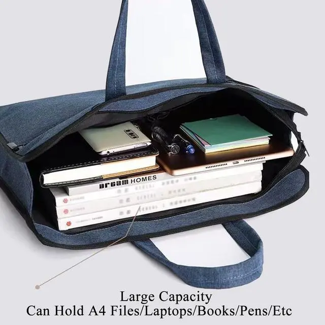 Alt view image 3 of 6 - Document Bag with Handle Document Carrier Document Zippered Briefcase Document Pouch Brief Case for Women Men (Blue)