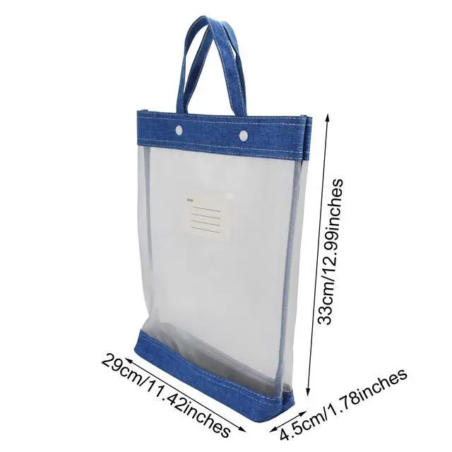 Alt view image 2 of 7 - Nylon Document Bag with Handle Light Transparent Mesh File Tote Bag Pouch for Carrying Books Papers (2, BU&YL)