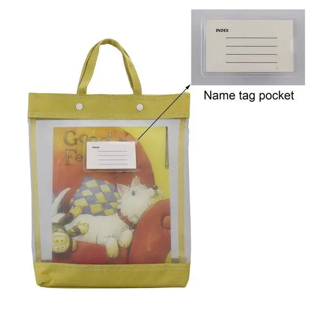 Alt view image 5 of 7 - Nylon Document Bag with Handle Light Transparent Mesh File Tote Bag Pouch for Carrying Books Papers (2, BU&YL)