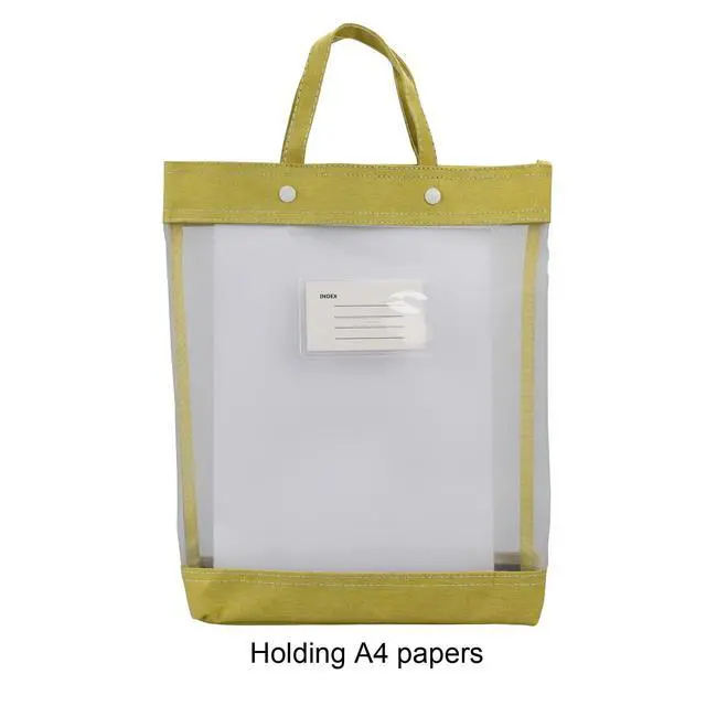 Alt view image 6 of 7 - Nylon Document Bag with Handle Light Transparent Mesh File Tote Bag Pouch for Carrying Books Papers (2, BU&YL)