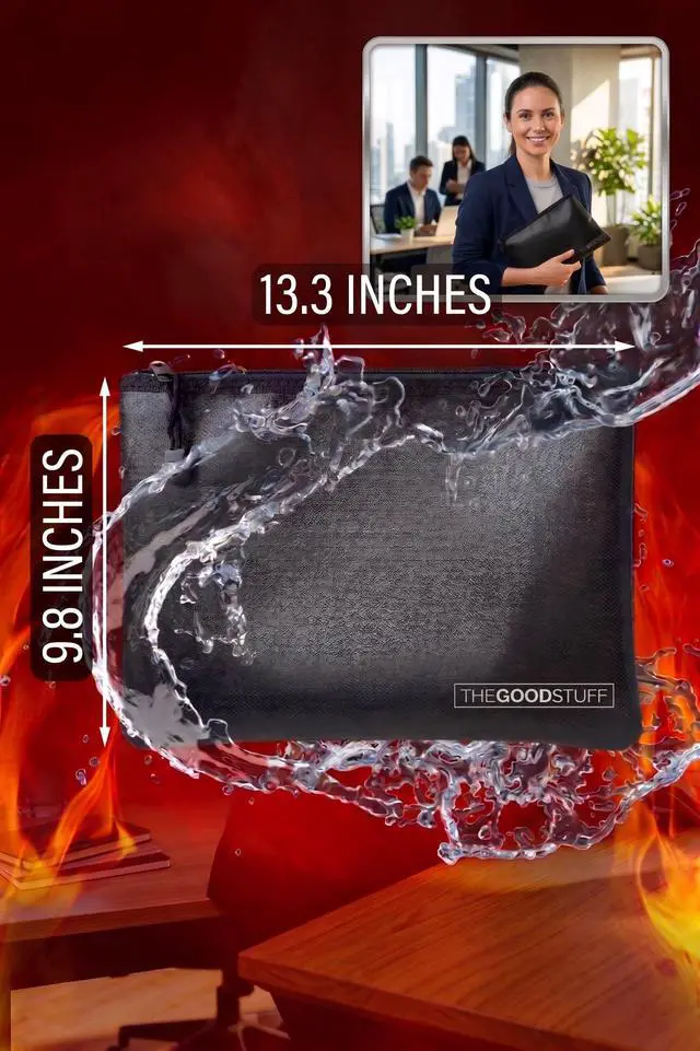 Alt view image 2 of 5 - Fireproof Document Pouch (10"x13") - Protect Cash and Papers from Fire