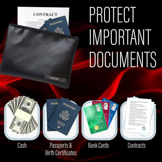Alt view image 3 of 5 - Fireproof Document Pouch (10"x13") - Protect Cash and Papers from Fire
