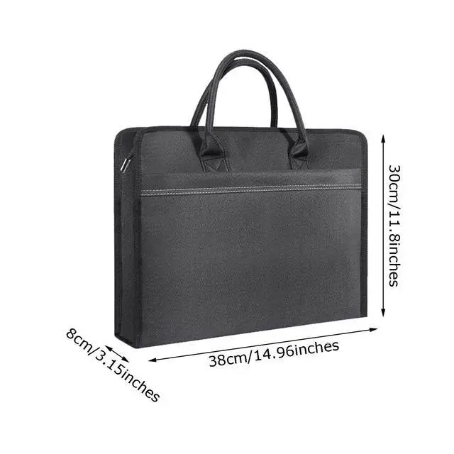 Alt view image 2 of 7 - Oxford Document Bag with Handle and Meeting Office Organizer Handbag Briefcase for Carrying Paper Files 1 Pack Black