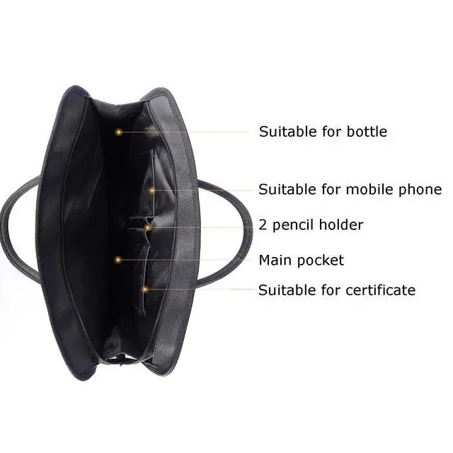 Alt view image 3 of 7 - Oxford Document Bag with Handle and Meeting Office Organizer Handbag Briefcase for Carrying Paper Files 1 Pack Black