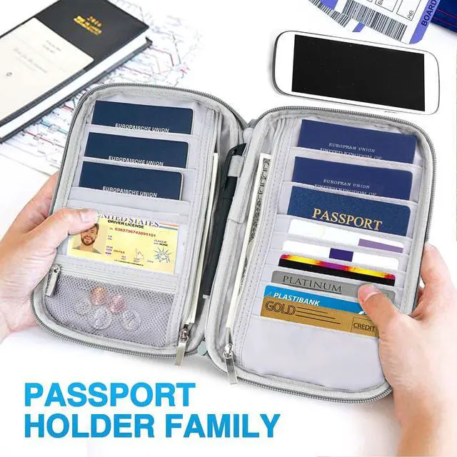 Alt view image 5 of 7 - Passport Holder Family, Women Rfid Blocking Passport Wallet, Travel Document Organizer for Premium Wallets, Waterproof Passport Holders Bag for Women & Men Traveling, Credit Cards Case