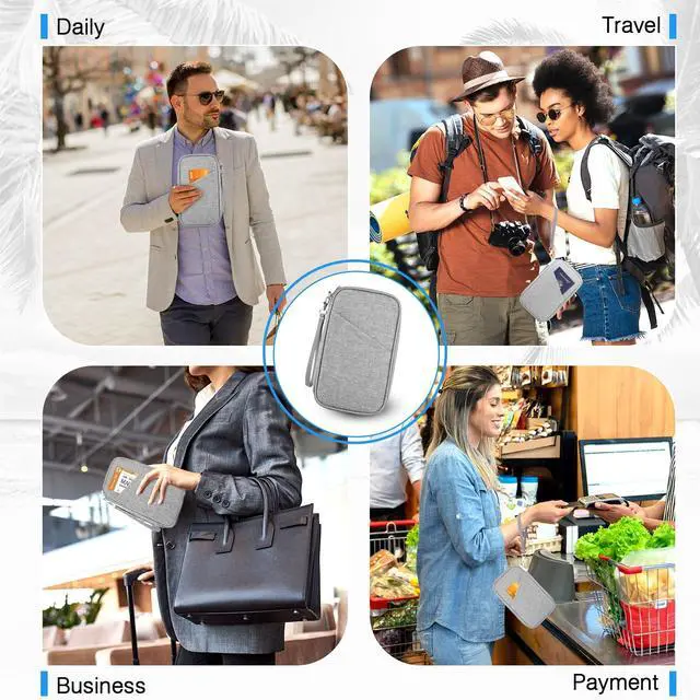 Alt view image 6 of 7 - Passport Holder Family, Women Rfid Blocking Passport Wallet, Travel Document Organizer for Premium Wallets, Waterproof Passport Holders Bag for Women & Men Traveling, Credit Cards Case