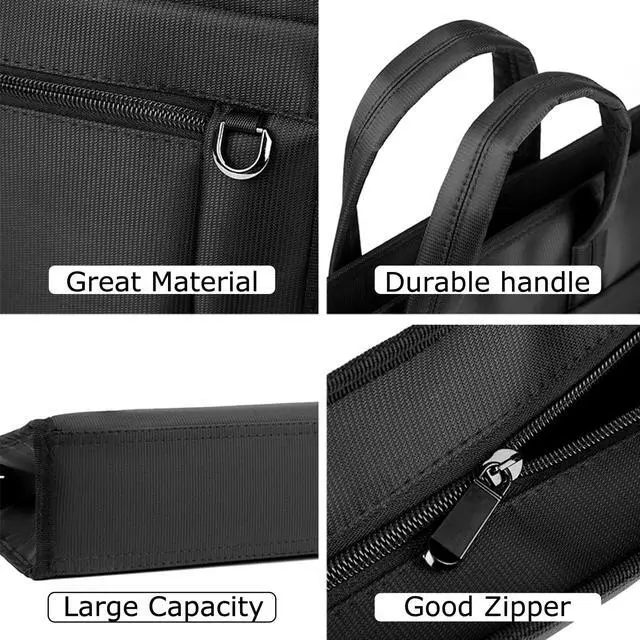 Alt view image 4 of 6 - eyintlofc Black Oxford Handle Document Bag with Zipper Briefcase for Men File Tote Bag for Carrying Paper Files (Horizontal)