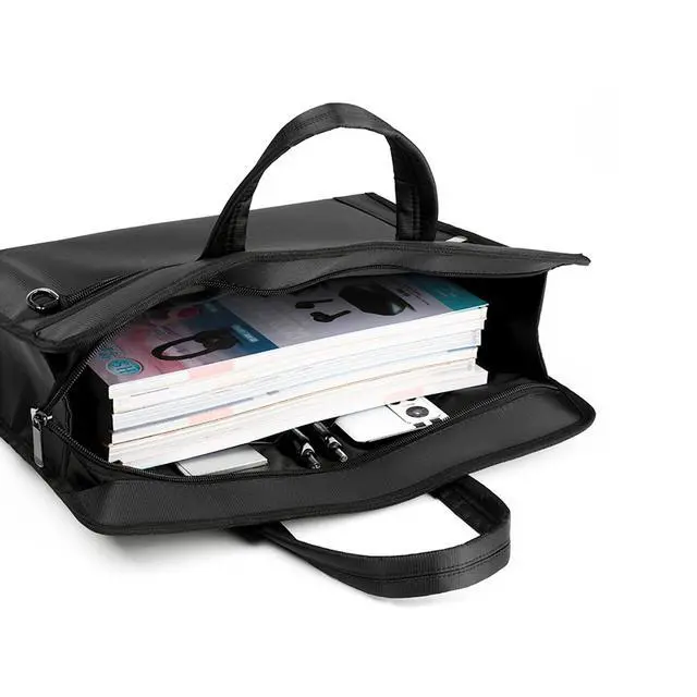 Alt view image 6 of 6 - eyintlofc Black Oxford Handle Document Bag with Zipper Briefcase for Men File Tote Bag for Carrying Paper Files (Horizontal)
