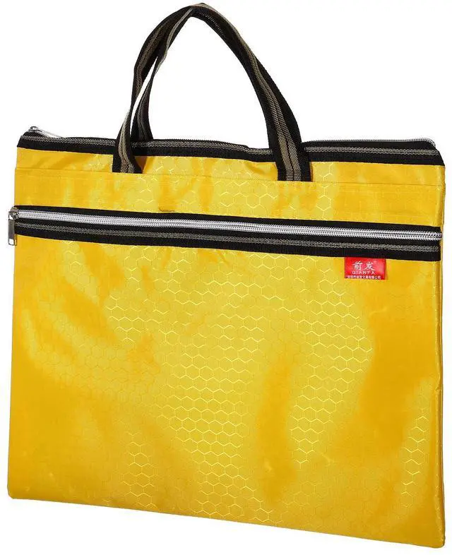 Main image of Waterproof Zipper File Bag, Documents Books Tools Storage Zip Pouch for Office Travel, Yellow