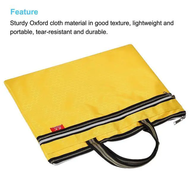 Alt view image 4 of 5 - Waterproof Zipper File Bag, Documents Books Tools Storage Zip Pouch for Office Travel, Yellow