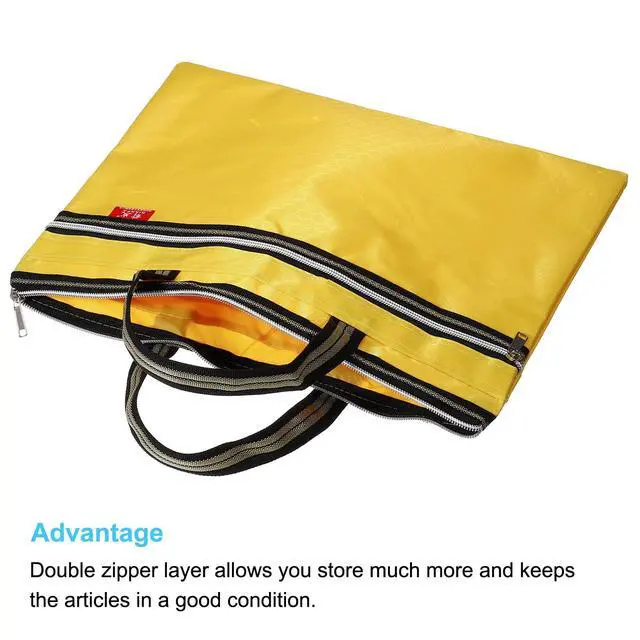 Alt view image 3 of 5 - Waterproof Zipper File Bag, Documents Books Tools Storage Zip Pouch for Office Travel, Yellow