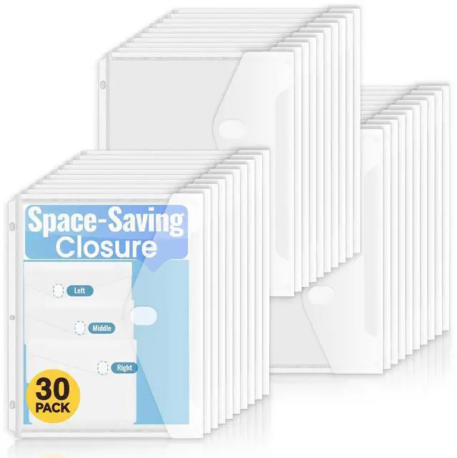 Main image of 30 Pack Binder Folders Pockets with Staggered Closures, Letter Size