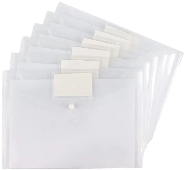 Main image of 6 Pack Clear Document Folders Plastic Envelopes, A4 Size, White
