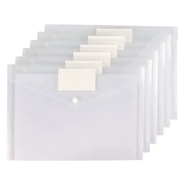 Alt view image 2 of 7 - 6 Pack Clear Document Folders Plastic Envelopes, A4 Size, White