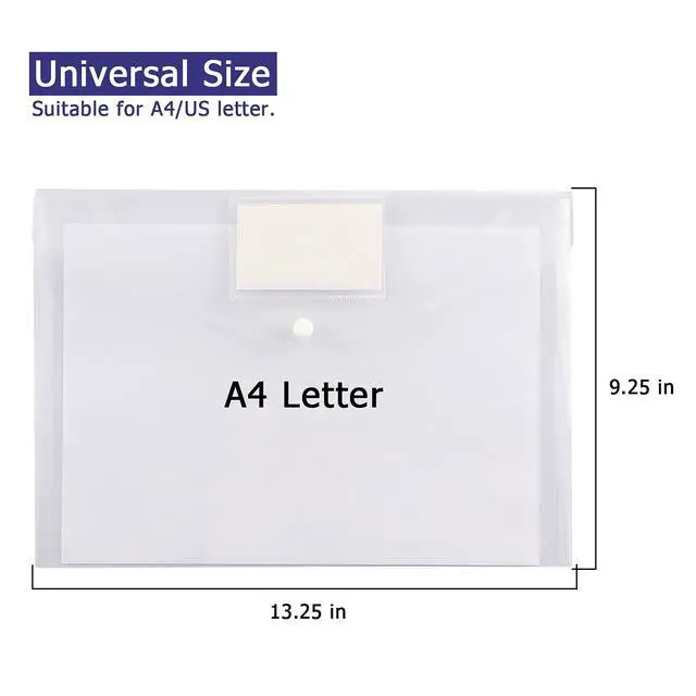 Alt view image 3 of 7 - 6 Pack Clear Document Folders Plastic Envelopes, A4 Size, White