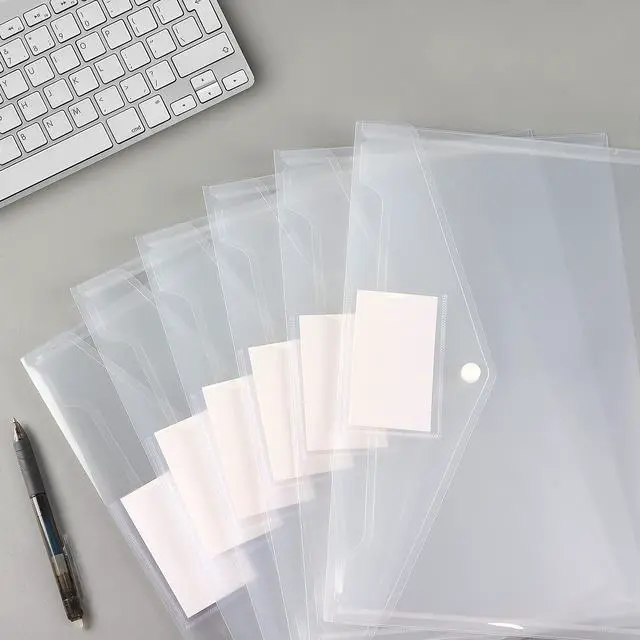 Alt view image 6 of 7 - 6 Pack Clear Document Folders Plastic Envelopes, A4 Size, White
