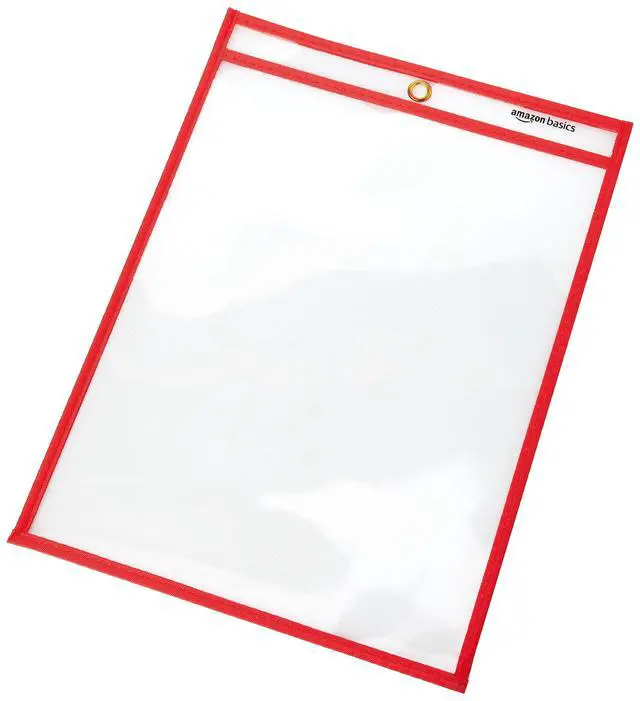 Alt view image 3 of 5 - Heavy Duty Dry Erase Job Ticket Holders, Document Protectors with Clear Plastic Film and Multicolored Fabric Edge, 8.5" x 11", Pack of 25
