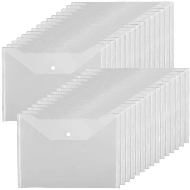 Main image of 30 Pack Clear Document Folders Plastic Envelopes, US Letter/A4 Size
