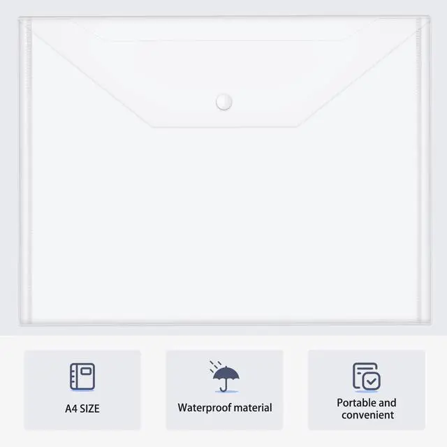 Alt view image 7 of 7 - 30 Pack Clear Document Folders Plastic Envelopes, US Letter/A4 Size