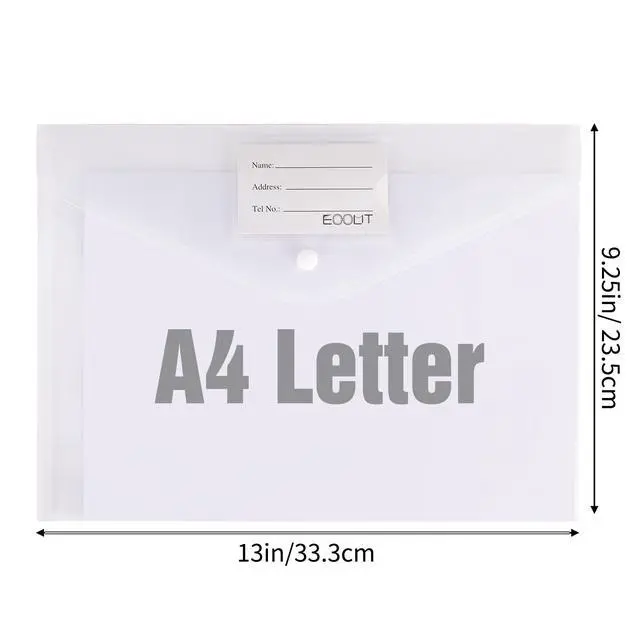 Alt view image 2 of 6 - 30pcs Plastic Envelopes, Clear Envelopes with Snap Closure, Document Folders Letter Size A4 Size File Envelopes with Label Pocket for School Home Work Office Organization