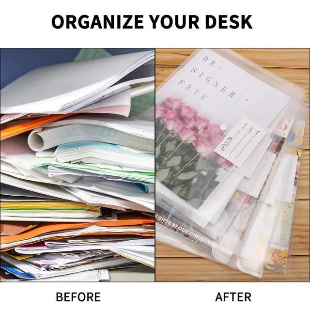 Alt view image 4 of 6 - 30pcs Plastic Envelopes, Clear Envelopes with Snap Closure, Document Folders Letter Size A4 Size File Envelopes with Label Pocket for School Home Work Office Organization